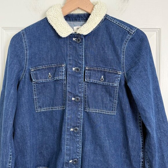 Madewell Denim Jacket Womens Small Blue Northward Cropped‎ Army Sherpa Collar - Picture 4 of 13